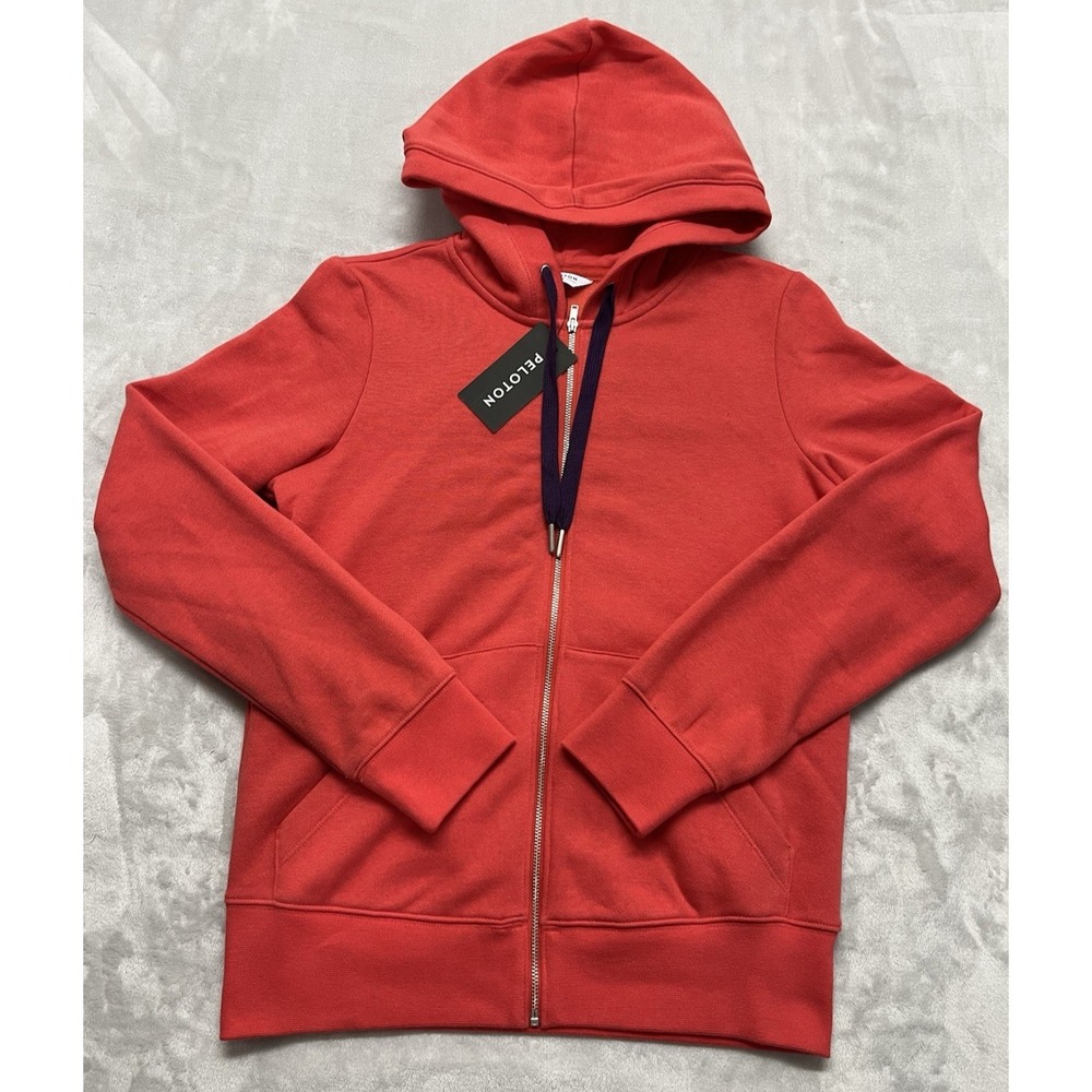 Peloton Full Zip Sweatshirt Women XS Red Fleece Hooded Graphic NWOT NWOB
